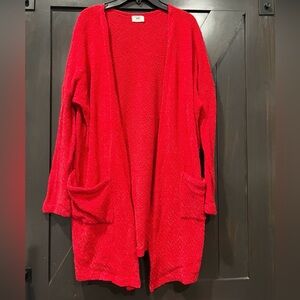*4/$20 Red Open-Front Cardigan (Runs big)